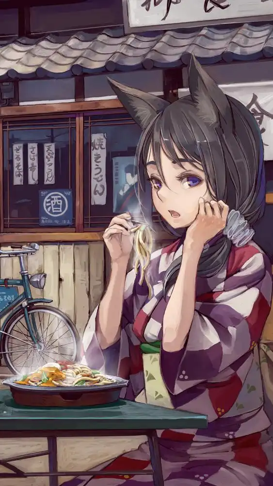 狐狸美少女动漫插画手机壁纸