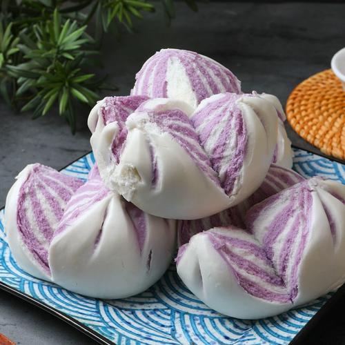 紫薯开花馒头广式特色半成品点心早餐速冻早茶食品600克6个装商用