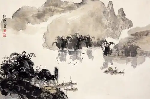 【淡墨山水 镜心 纸本】拍卖品_图片_价格_鉴赏