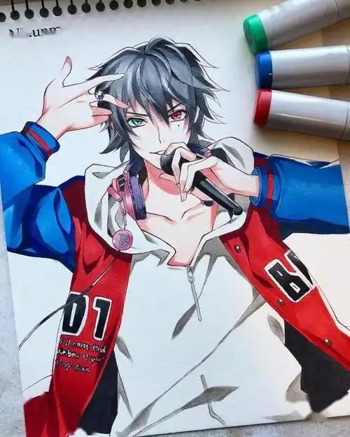 马克笔手绘花样美男子动漫男生上色小鹿乱撞的节奏