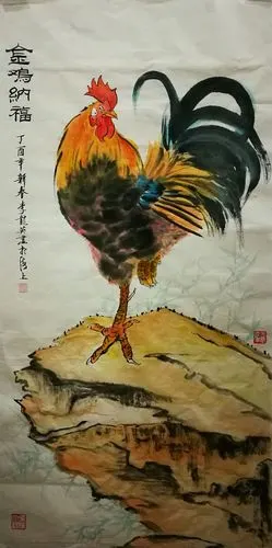 海派书画家李龙英,画鸡贺新年篇