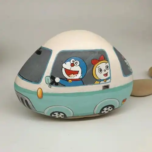 卡通石头画小汽车
