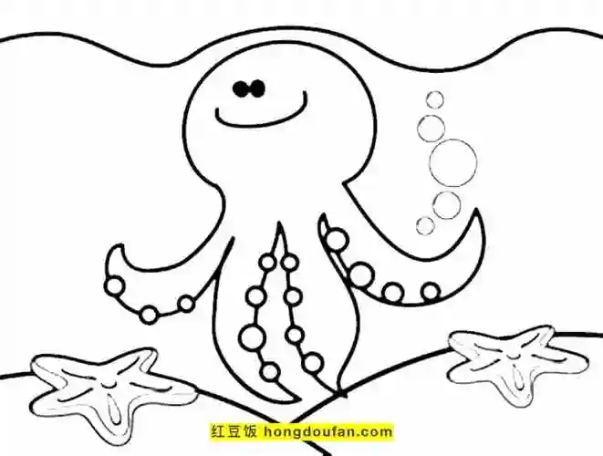 11张一点也不恐怖的可爱的卡通章鱼儿童涂色简笔画