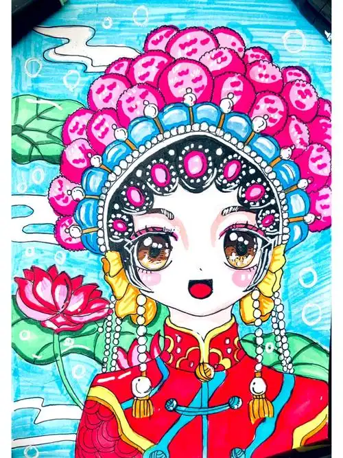 中国传统戏剧小花旦动漫绘画