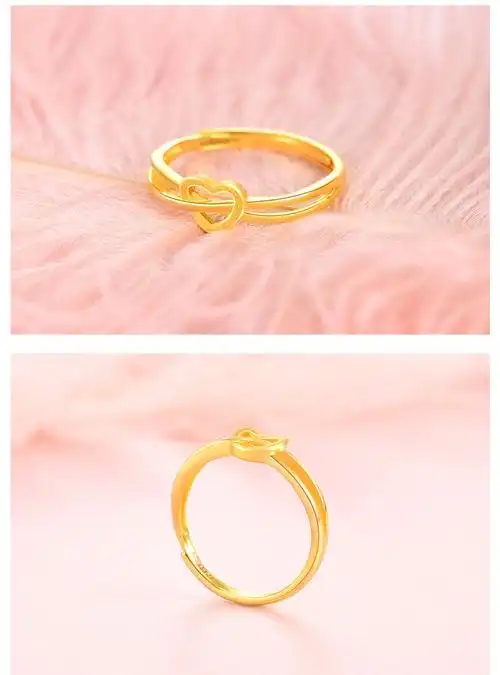 黄金戒指女款挚爱心形开口戒指足金戒指活口戒计价活口心形戒指276g