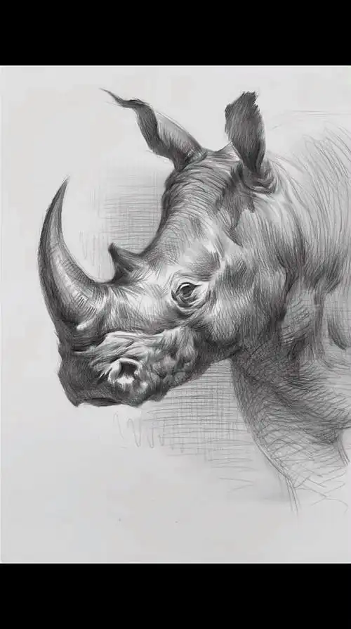 素描动物犀牛超完整步骤,不怕你学不会