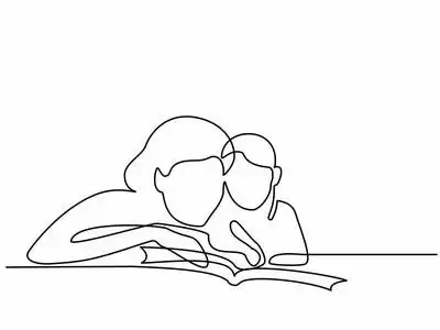 母亲线条简单的线条艺术的母亲抱着她的宝宝照片