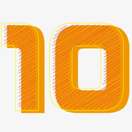 卡通手绘黄色的数字10