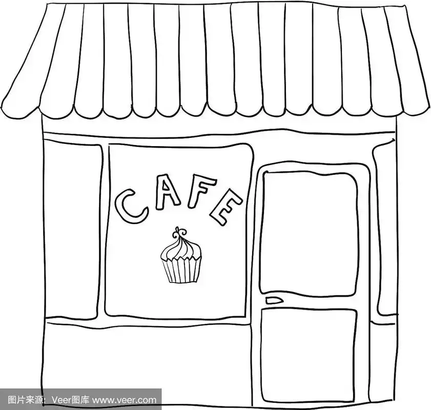 矢量插图可爱的街头咖啡馆