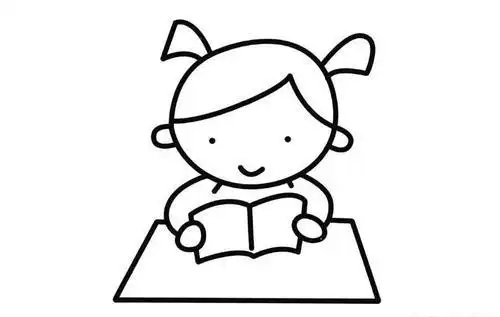 人物简笔画图片大全爱读书的小女孩2