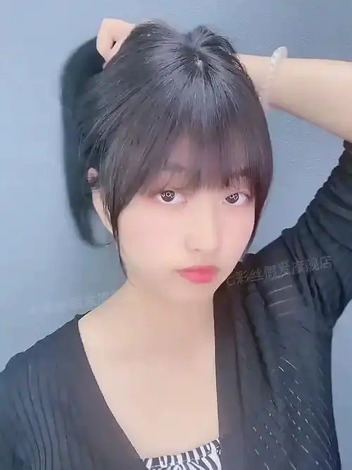 假发女机制仿递针假发片中长直发空气刘海补发块遮白发真发假发片
