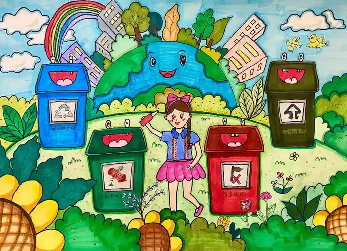 #保护环境#垃圾分类儿童画