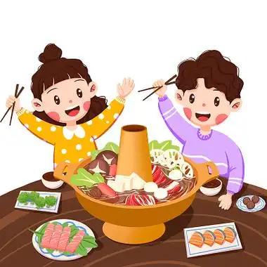 双人吃火锅火锅卡通人物png素材火锅元素