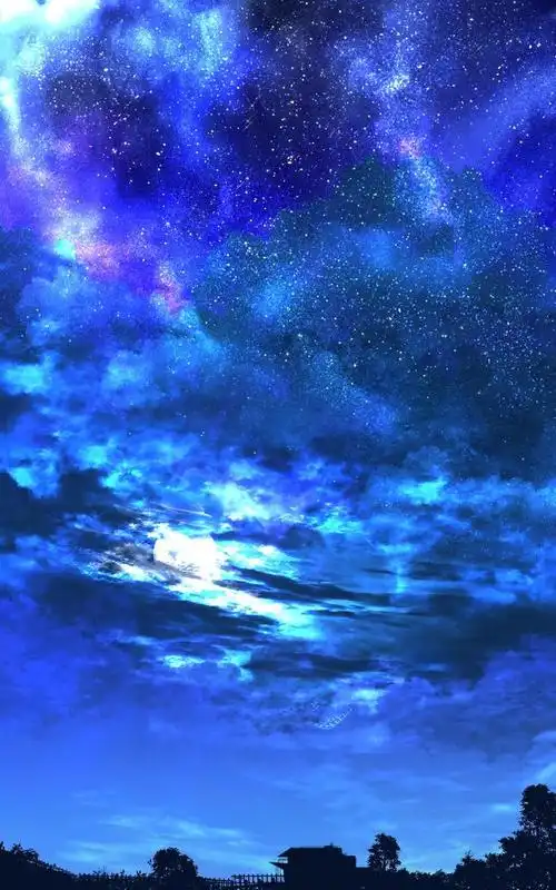 月光和星空插画图片壁纸