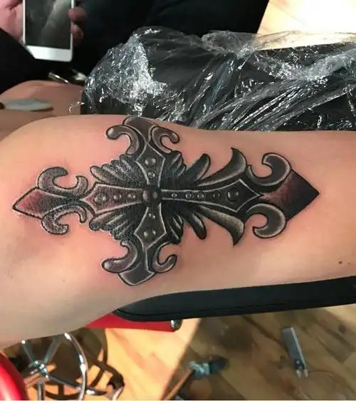 克罗心十字军花_纹身图案手稿图片_徐鹏的纹身作品集