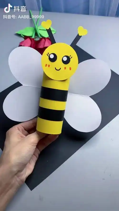 五一劳动节手工制作纸筒小蜜蜂简单小手工创意手工幼儿园手工手工diy