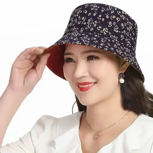 老太太帽子夏天薄款大檐遮阳帽女夏天布帽中老年人妈妈奶奶渔夫帽碎花