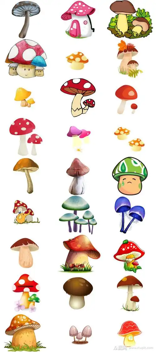 创意蘑菇卡通蘑菇免抠png透明素材打包