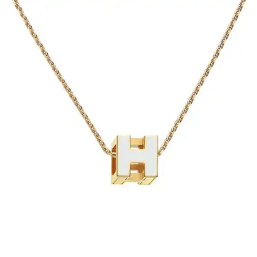 hermes爱马仕项链cagedh方形吊坠项链h字母吊坠圣诞节礼物七夕情人节