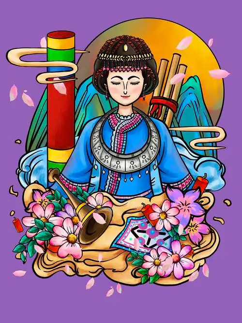 原创元素苗族花山节|插画|商业插画|咕吨吨吨咚_原创作品-站酷(zcool)