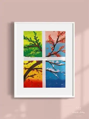 春夏秋冬水粉画四宫格 春夏秋冬水粉画四宫格图片要一样