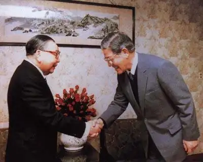 蒋经国和继任"总统"李登辉(资料图片)