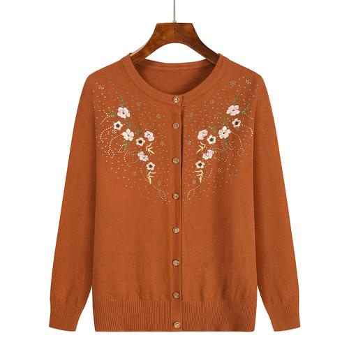 开衫毛衣妈妈装羊毛衫针织衫中老年女装春秋薄款老年人打底衫外套