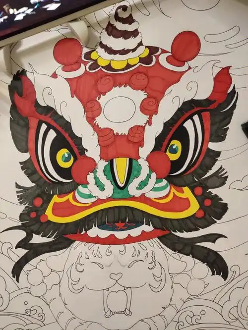 舞狮创意绘画