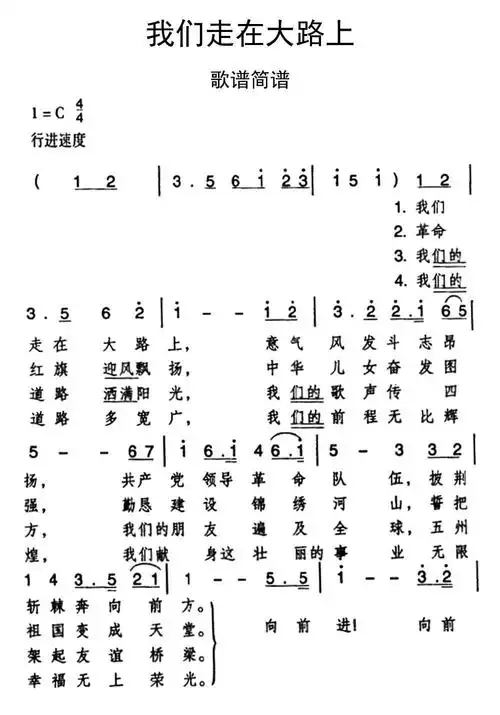 我们走在大路上歌词歌谱简谱