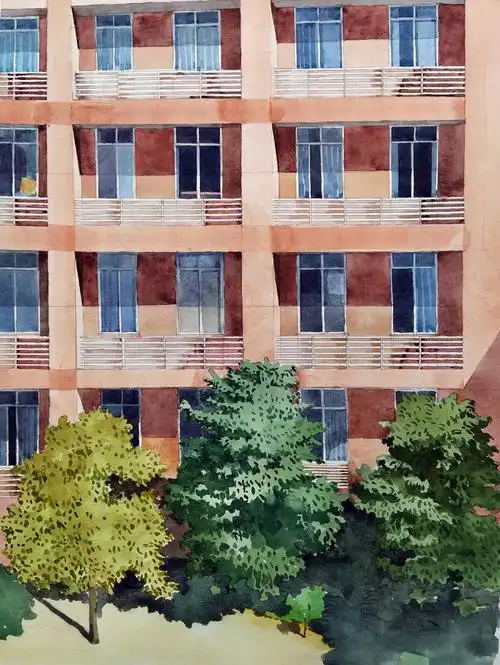 《校园一角》 郑驰 水彩