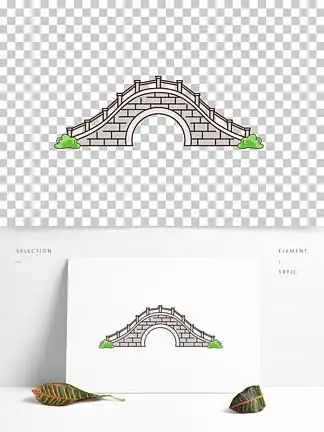 石拱桥线条插画矢量装饰元素226153299手绘彩色卡通文具简笔画线条小