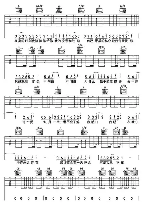 小镇姑娘吉他谱