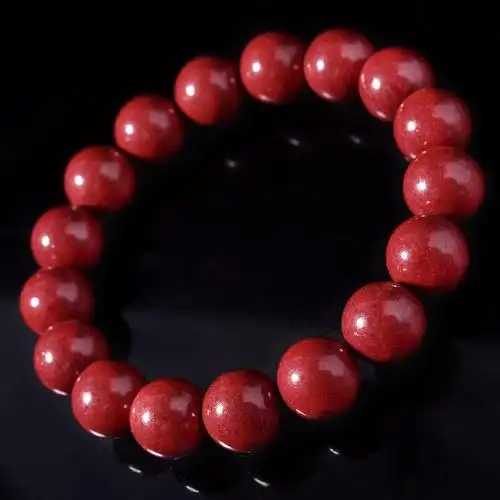 灵菲 朱砂手链紫金砂佛珠原矿首饰品红手串情人节礼物情侣款 女款