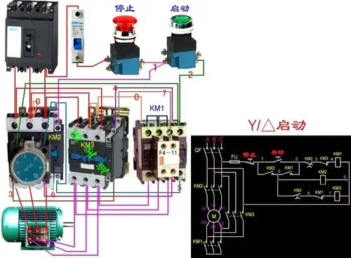 星三角启动,电机接线柱6根线如何接