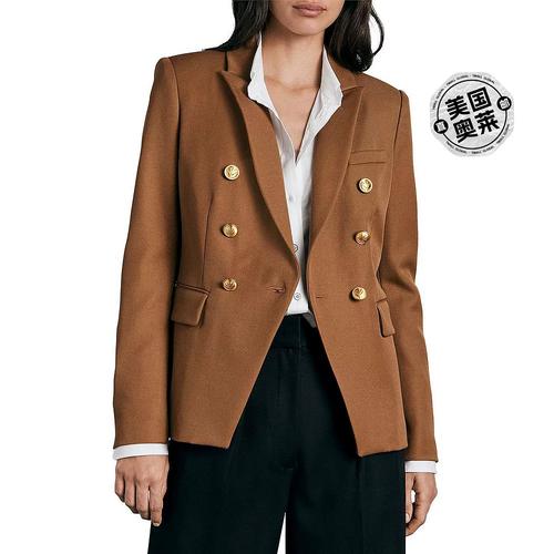 rag & bonepreston 女式羊毛混纺商务双排扣西装外套 - 深棕褐色