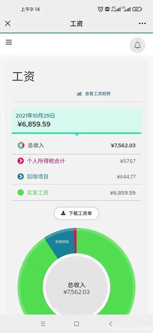 工资到账6859.59元