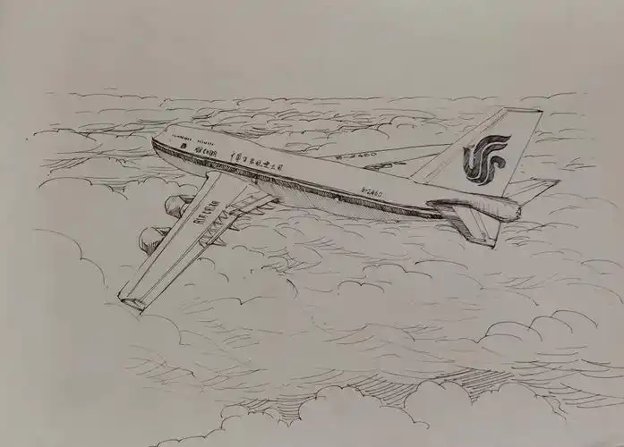 员工作品速写航行中的飞机