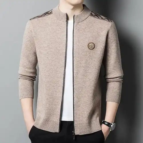 羊毛衫男士开衫冬季加厚高档休闲宽松爸爸保暖毛衣男外穿抖音代发