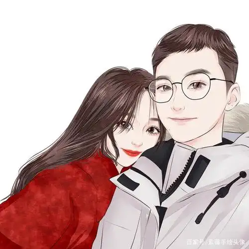 情侣手绘微信头像,愿所有幸福与你环环相扣