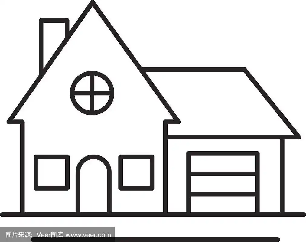 小别墅,计算机图标,水平画幅,轮廓线画,建筑