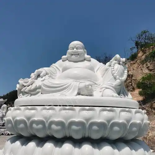 四川汉白玉弥勒佛寺庙28米高弥勒佛石雕塑图片