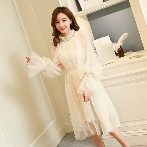 实拍2020蕾丝大码装透明网纱孕妇连衣裙