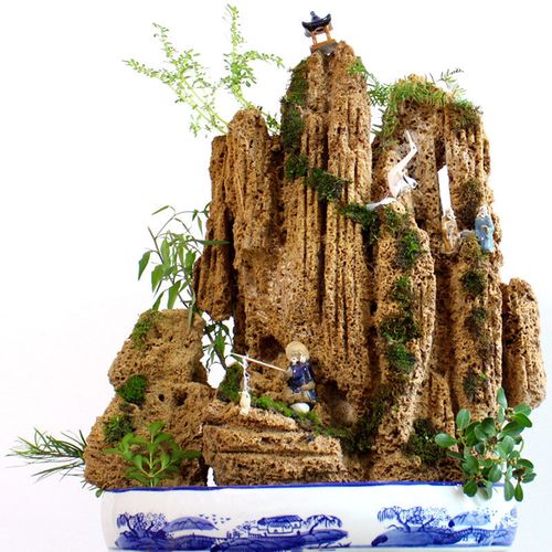 吸水石上水盆景10~25cm上水造景鱼缸假山小型盆景奇石厂家直销