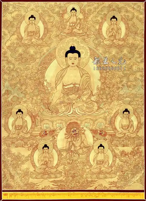 药师七佛金唐卡