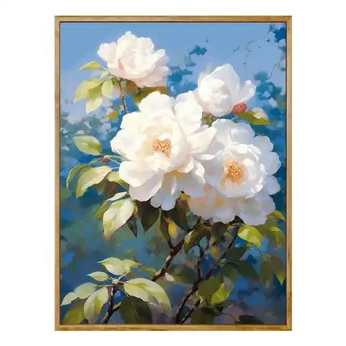 饰画佳彩天颜数字油画diy山茶花读不懂白玫瑰手工填色画客厅装