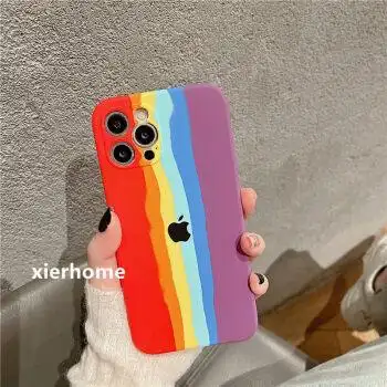 华幻夕二精孔彩虹苹果1311手机壳适用苹果12iphone1312pro液态硅胶13p