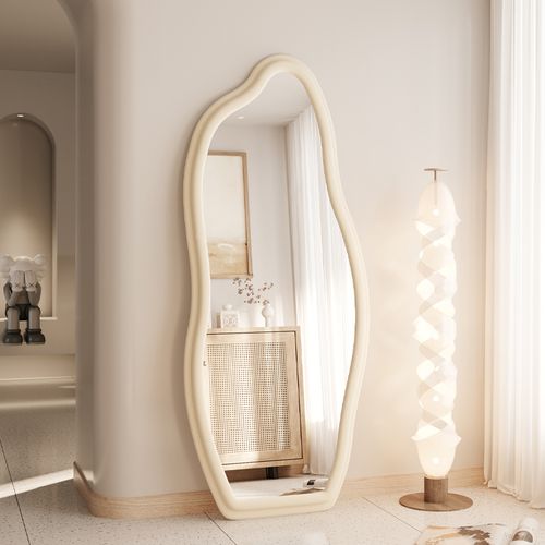 镜子全身穿衣镜家用卧室异形云朵试衣镜网红奶油风设计感落地镜