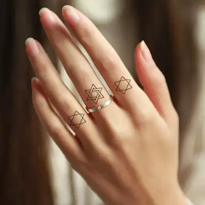 浮夸小姐 创意防水纹身贴纸 六芒星 黑白 创意tatoo刺青纹身贴