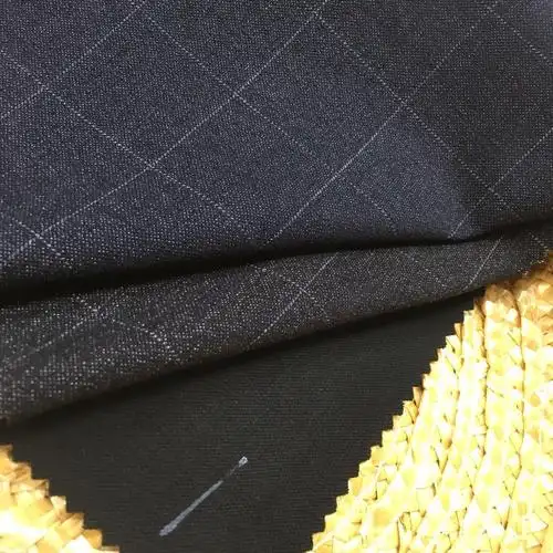 现货供应 平纹tr西装面料男士休闲布 暗格工作西服西裤套装布料