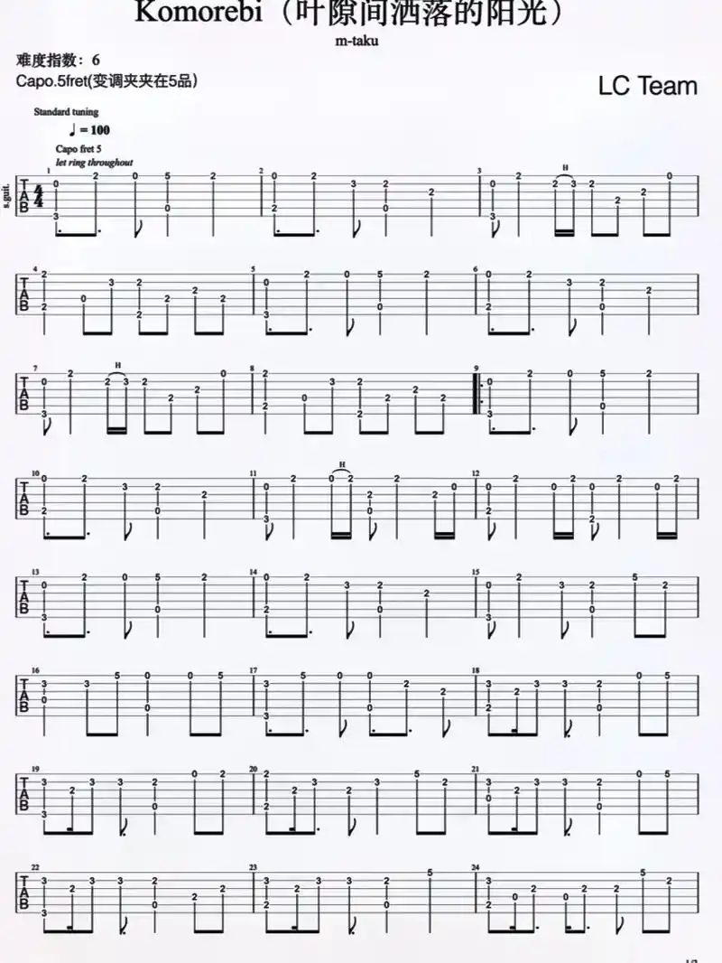 叶隙间散落的阳光吉他谱.#吉他谱分享 #图文扶持计划入口 @ - 抖音